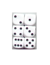 NEW Dice Set of 6 D6 (16mm) - Opaque White