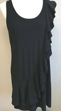 Cache Sleeveless Ruffled Black Stretch Sheath Dress Size 8 Little Black Dress