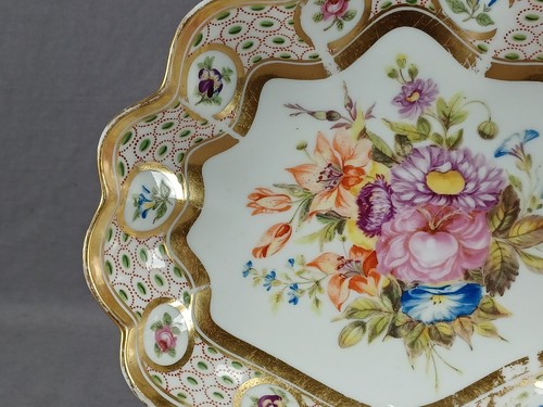 Locre La Courtille Hand Painted Floral & Gold Dessert Dish Circa 1773-1824 B - Picture 4 of 10