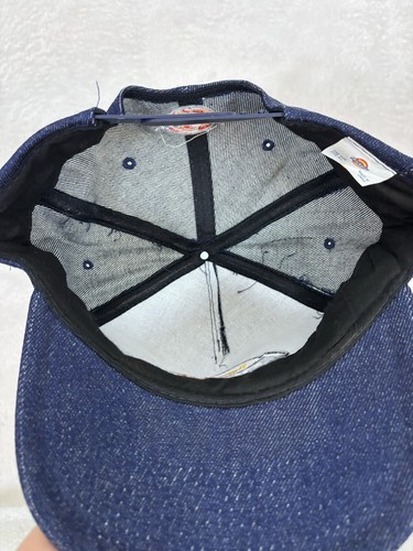 Dickies Spell Out Big Logo Denim Snapback Hat Cap Blue Vintage 90’s Embroidered - Picture 5 of 6