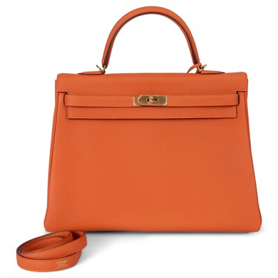 Breloque Sac HERMÈS Gee Gee Savannah - Cuir Orange, Authentique, Neuf étiqueté, Réf. B02752S