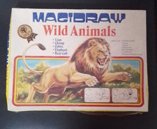 Vintage MAGIDRAW Wild Animals Drawing System Stencil Crown Andrews UNUSED in Box