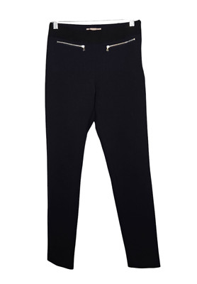 GEORGES RECH Paris Women's Pants Leggings 36 US 6 8 Navy Blue Elastic Waist Zip 