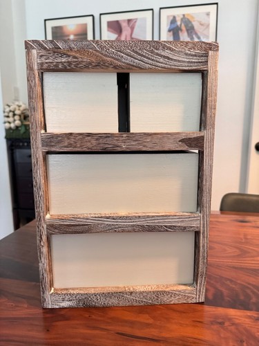 Rustic Wooden Mini Storage Cabinet with Cream Drawers Farm/Cottage Style - Picture 2 of 7