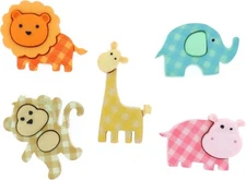 Dress It Up Sew Cute Baby Safari Buttons, 5 Pack