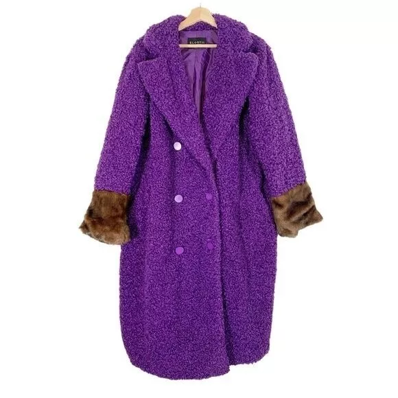 Eloquii Womens Bouncle Sherpa Teddy Coat Size 18 20 Purple Plus