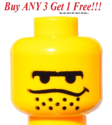  NEW Lego Male Boy Minifig Minifigure Face Head Beard Stubble #7