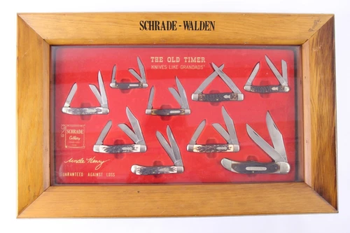 Rare Old Timer & Uncle Henry Schrade Walden Knife Dealer Display Folding Knives