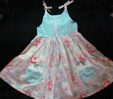 Blue Pink Green Floral Tie Shoulder Summery Dress Size 6