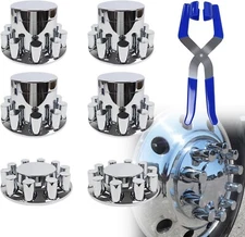 Chrome Hub Cover Semi Truck Wheel For Axle Cover 33mm Lug Front & Rear Complete