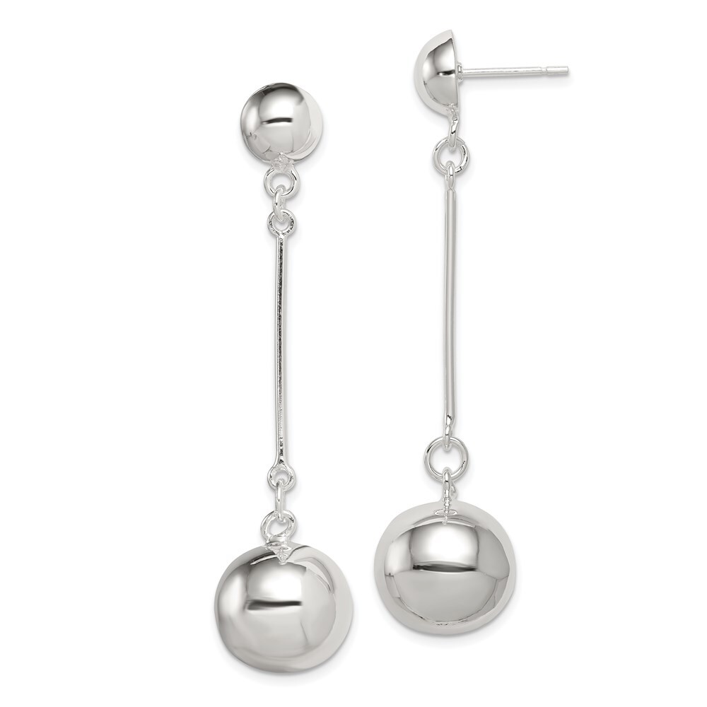 63mm Sterling Silver Polished 14mm Ball Post Dangle Earrings
