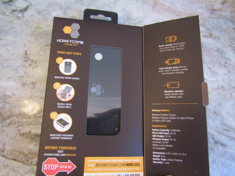 CARGADOR DE TELÉFONO CELULAR PORTÁTIL INALÁMBRICO NIDO DE ABEJA / BANCO DE ENERGÍA - 3000 mAh Foto 3 de 4