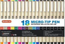 Shuttle Art Drafting pens 12 colors set of 18 water-based ultra-fine 0.15-0.5 mm