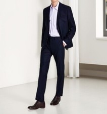 Kenneth Cole Reaction Mens Ready Flex Slim Fit Suit Navy Solid Size 44R Defected