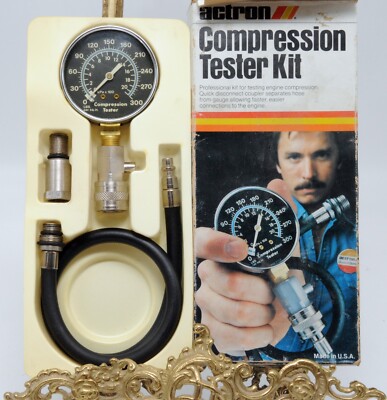 Vintage Actron Engine Compression Tester Kit 0-300 psi Made in USA