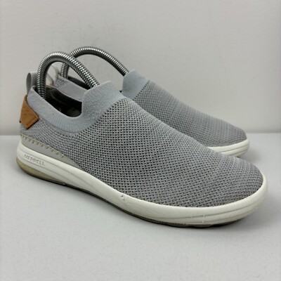 MERRELL Gridway Moc Hiking Slip-On Vibram Shoes Grey Knit Womens US