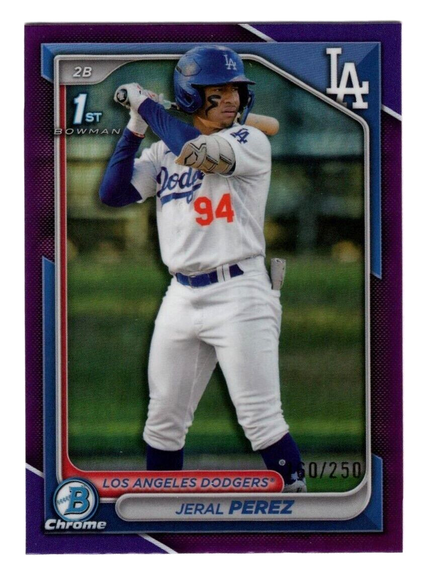 Jeral Perez 2024 Bowman Chrome 1st Year Purple Refractor  16/250 L.A. Dodgers