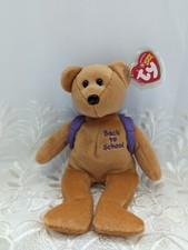 Ty Beanie Baby - Books The Bear With Purple Backpack - Back To School (8.5in)