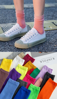 Bunte gerippte Socken bequeme Baumwollmischung jeden Tag das ganze Jahr 4,5-6,5 UK