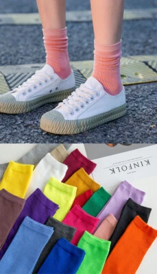 Colourful Ribbed Socks Comfortable Cotton Blend Every Day All Year 4.5- 6.5 UK