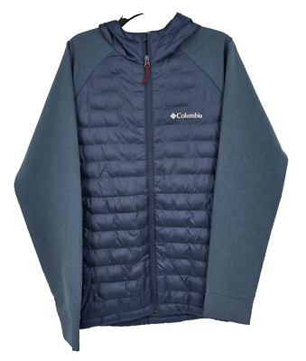 Columbia Puffer Hooded Jacket Mens Small Blue Rogue Explorer Hybrid NWOT