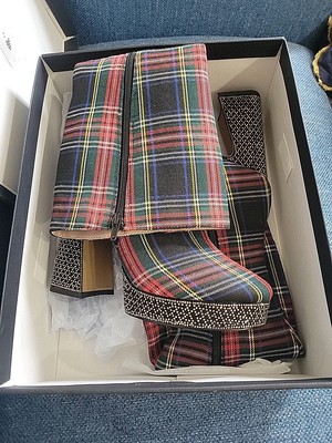 Betsey Johnson Valeria Plaid Knee High Boots 
