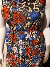 Summer Dress- Sleeveless Maxi Dress - Red & Blue Flower Design