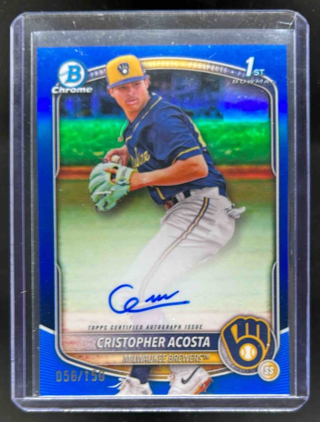 2025 Bowman Chrome Cristopher Acosta Auto Blue Refractor 1st Prospect #56/150