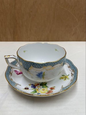 Herend Fruit Composition Blue First Grade Cup Saucer