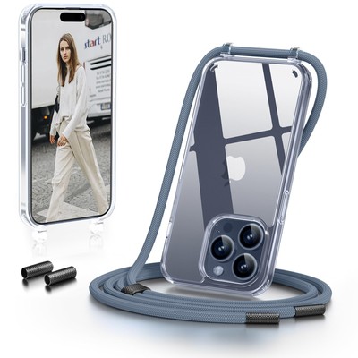 Cover Per IPhone 14 Pro Max Con Cordino Regolabile – Trasparente Antiurto, Laccio Tracolla 1,6 M, Oro - 4