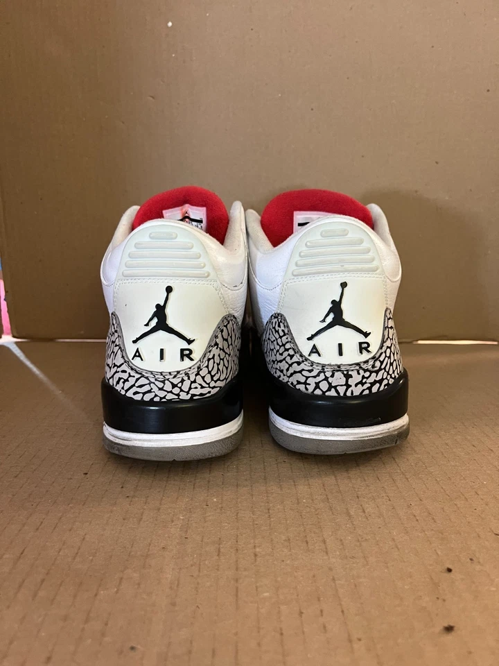 (2011) Air Jordan 3 Retro 136064-105 Talla 11.5 Blanco Cemento PELANDO GRIETAS Foto 2 de 4