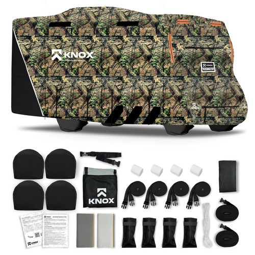 KNOX Camouflage Class C RV Cover with Tire, Ladder Cover & Glow Logo, 29-32 ft