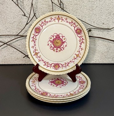 (4) Monticello by Steubenville for Herman Kupper Pink Floral Salad Dessert Plate