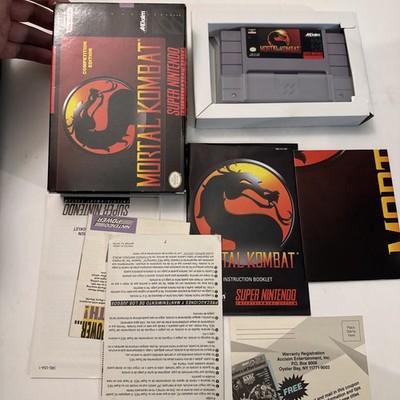 Mortal Kombat (Super Nintendo SNES, 1991) Complete CIB w/ Manual & Poster!
