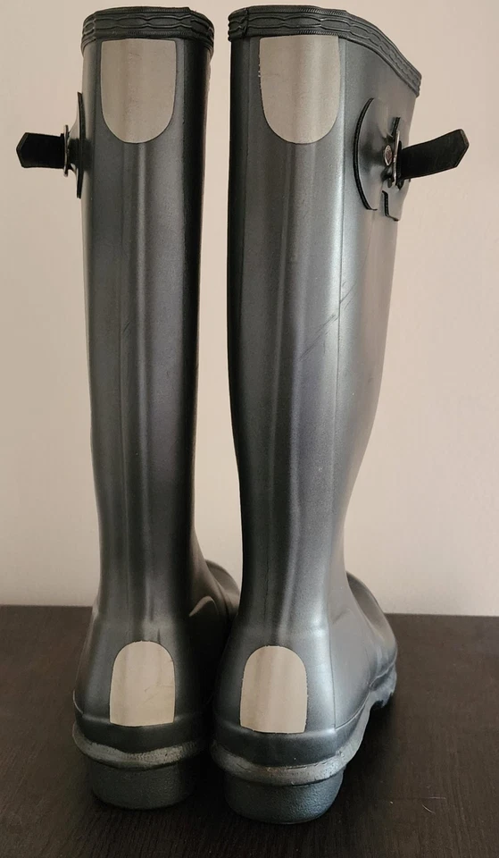 Botas de chuva HUNTER Original Tour alta cinza brilhante jovens meninas 5/meninos 4  - Imagem 4 de 4