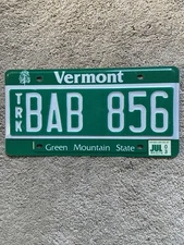 2003 Vermont Truck License Plate - BAB 856 - Nice Natural!