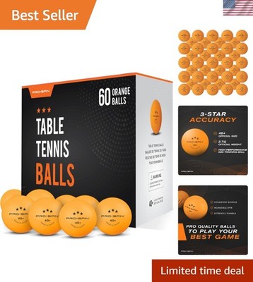 60 Pack of Professional Quality ABS Orange Ping Pong Balls - 3-Star Design