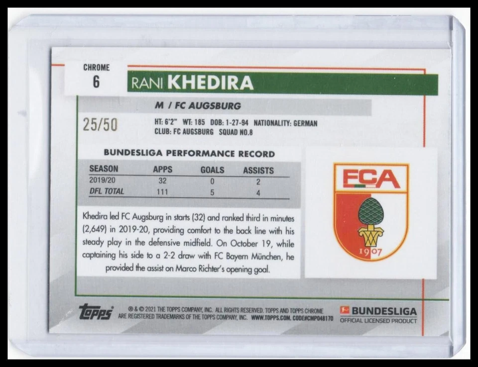 2020-21 Topps Chrome Sapphire Edition Bundesliga - Rani Khedira - Gold #/50 - Image 2 of 2