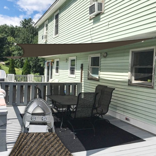 6'-11' Schattensegel Dreieck Baldachin mit Stahldraht Outdoor Sonnenschutz Braun - Bild 8 von 8