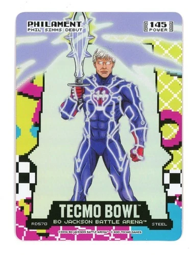 Battle Arena Tecmo Bowl Phil Simms Philament Steel 80\'s 8-Bit Rad Battlefoil SP
