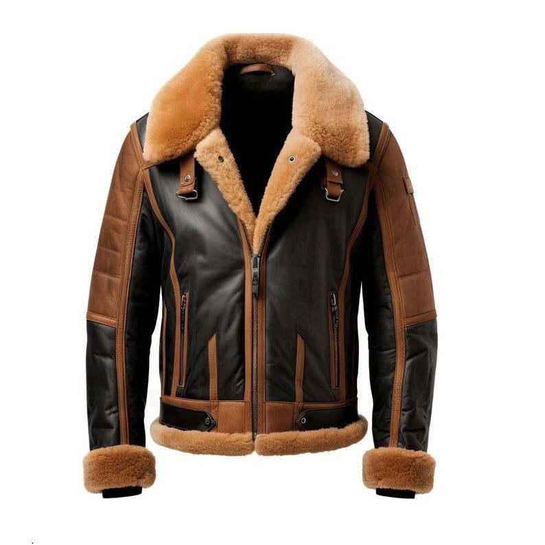 Fur Collar Brown Black Flight Bomber