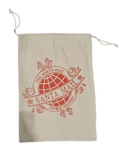 Large SANTA MAIL Drawstring Christmas Sack 18.5”x 25.5” Linen & Cotton
