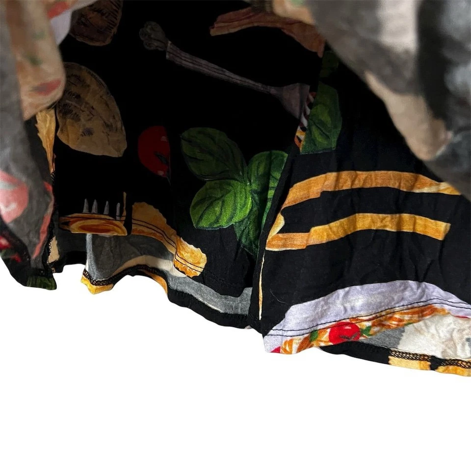 Mini Skort Lisa Says Gah Para Mujer Estampado Pasta Talla Mediana Negro Multicolor Elastizado Foto 3 de 4