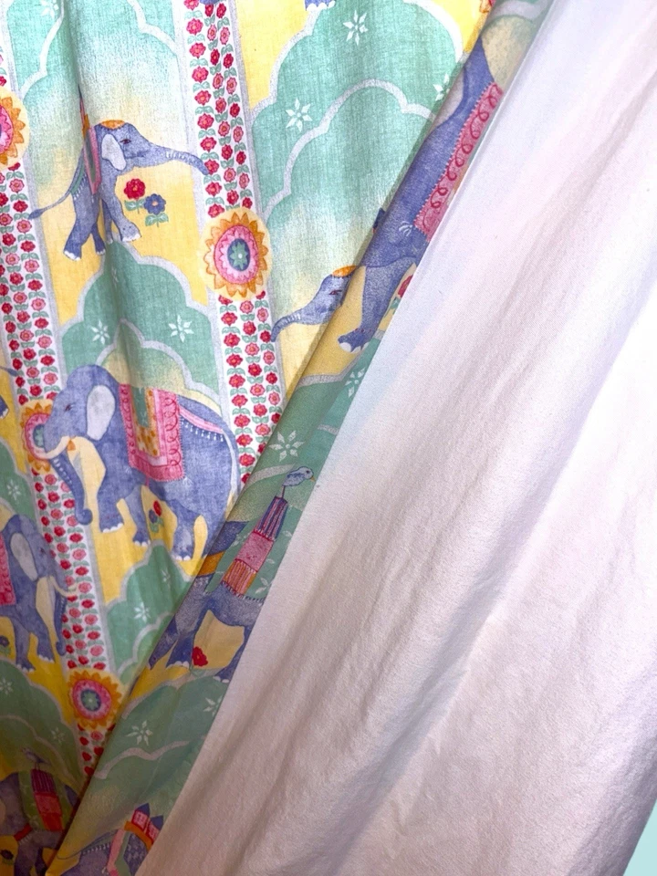 Par de 2 paneles de cortina de bolsillo Laura Ashley Rod de colección raros elefantes pastel Foto 4 de 4