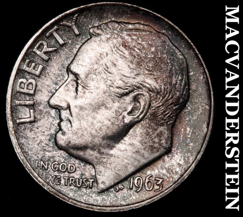 1963 Silver Roosevelt Dime - Choice Gem Brilliant Unc  Lustrous  #G7792