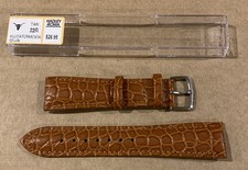 22mm Alligator Grain Genuine Calfskin Leather Watch Band Strap - Tan