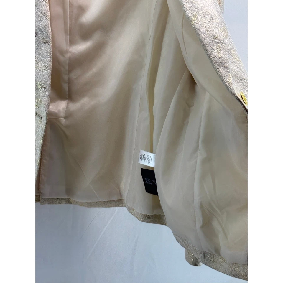 NUEVO SIN ETIQUETAS Dana Buchman Mujer’s 14 Crema Oro Blazer Foto 4 de 4