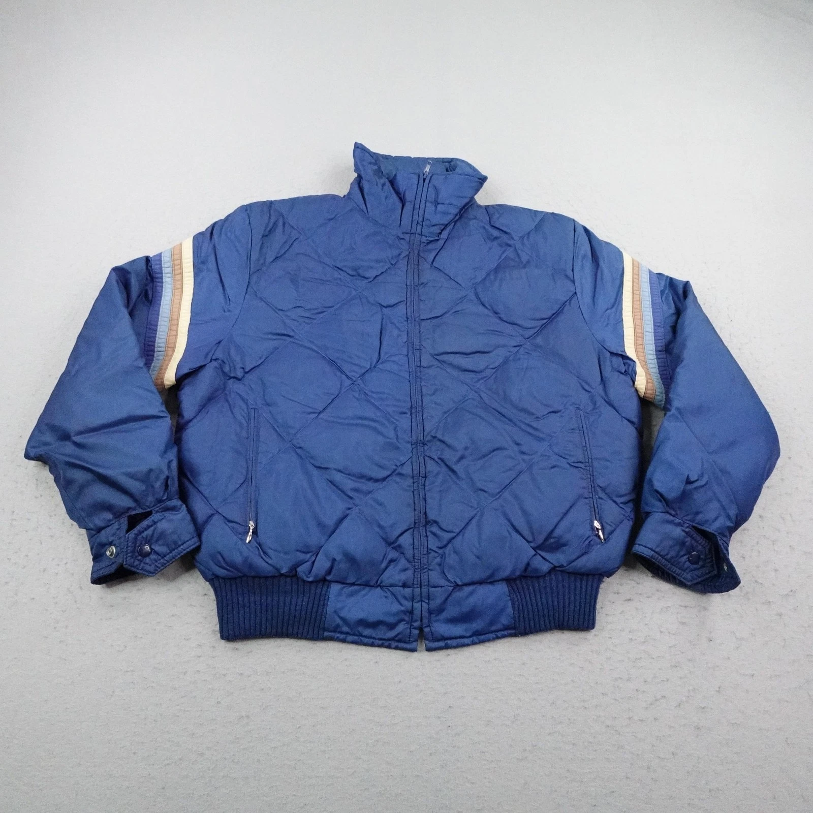 Vintage Tempco Jacket Mens XL Blue Goose Down Puffer Quilted Insulated Coat 70s
