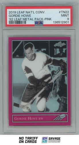 2019-20 Leaf In The Game Used National Convention Pink Gordie Howe PSA 9 /7