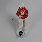 Vintage 1995 Enesco Coca-Cola Polar Bear Ceramic Figurine "Always Ice Fishing"